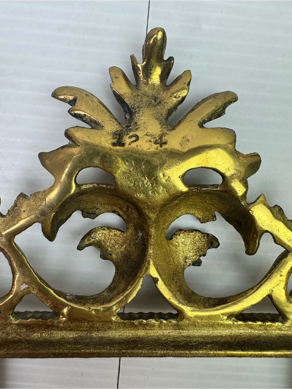 Vintage Cast Brass Picture Frame Rococo Baroque Scrollwork Tabletop Easel Back